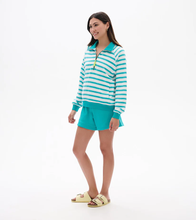 Load image into Gallery viewer, Mock Neck Pullover - Green Ceramic Stripes