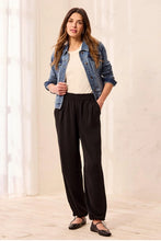 Load image into Gallery viewer, Fake Fly Flowy Pant W/ Elastic Hem-Black