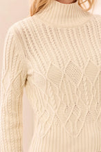 Load image into Gallery viewer, Cable Knit Mock Neck Special Wash Sweater