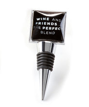 Load image into Gallery viewer, Stemless Wine Glass with Bottle Stopper- 'Wine & Friends the Perfect Blend'