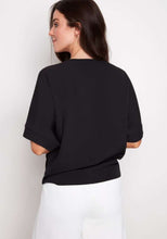 Load image into Gallery viewer, VEGAN SILK TIE KNOT T-SHIRT-BLK/WHT
