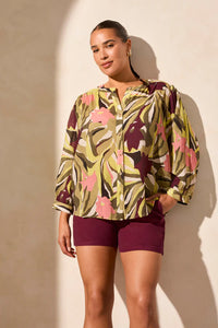 Doman Long Sleeve Button Front Blouse