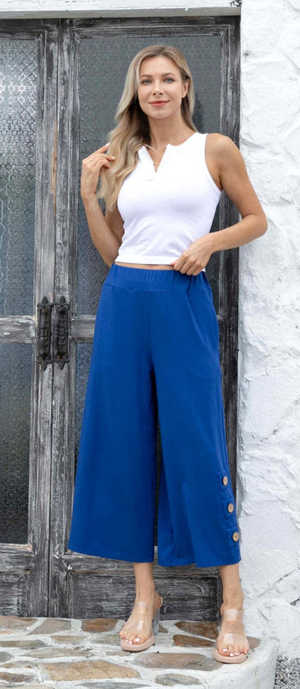 Wide Leg Gaucho Pant with Button