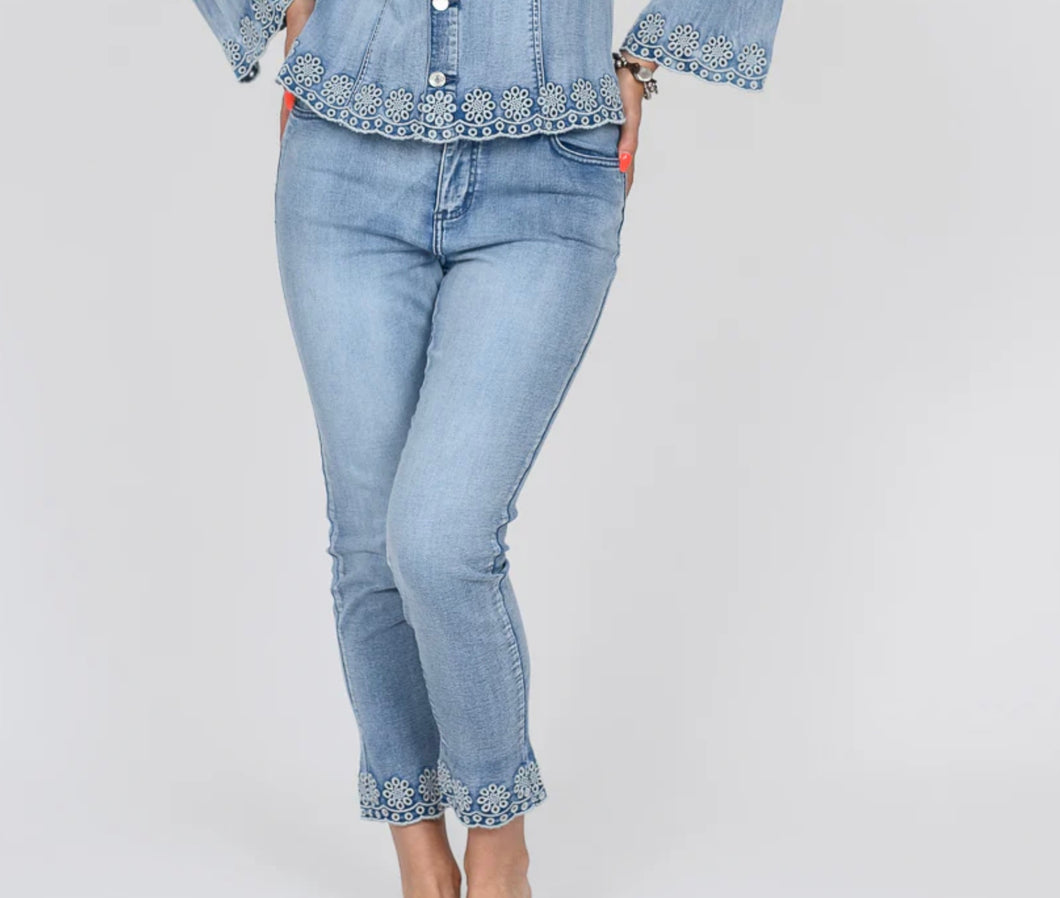 Jeans with Embroidered Edge