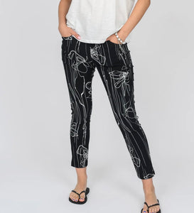 Black and White Pull On Pants with Pockets