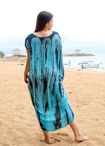 Abstract Tie Dye Design Kaftan Dress