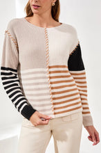 Load image into Gallery viewer, Multi Stripe Textured Boat Neck Sweater
