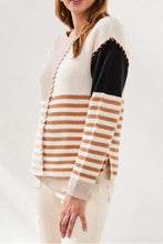 Load image into Gallery viewer, Multi Stripe Textured Boat Neck Sweater
