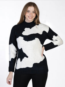 Mock Neck Black & White Sweater