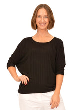 Load image into Gallery viewer, Striped Textured  Light Weight Top- Black and Beige
