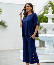 Load image into Gallery viewer, Wide Leg Gaucho Pant with Button
