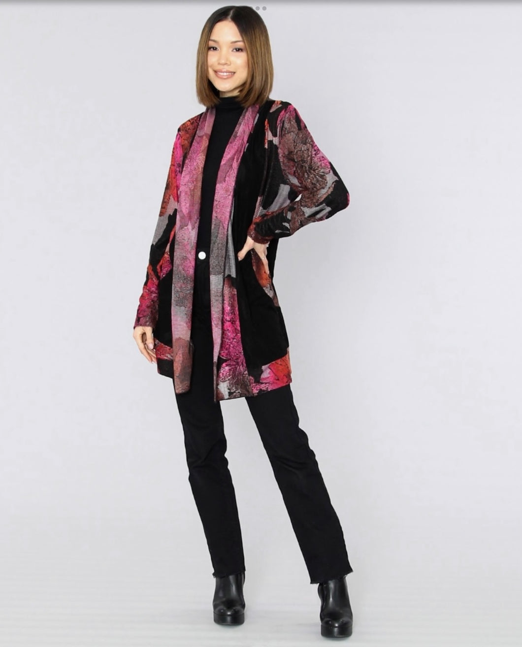 Multi Pink and Black Light Weight Cardi