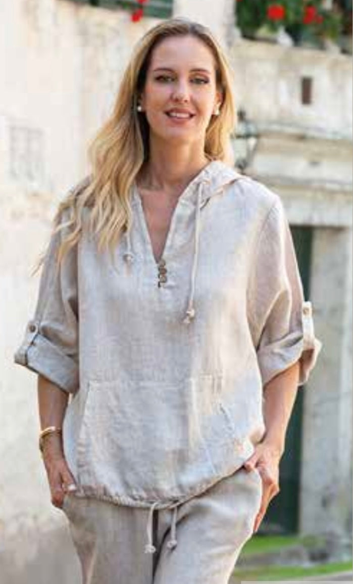 3/4 Sleeve Linen Pullover Top