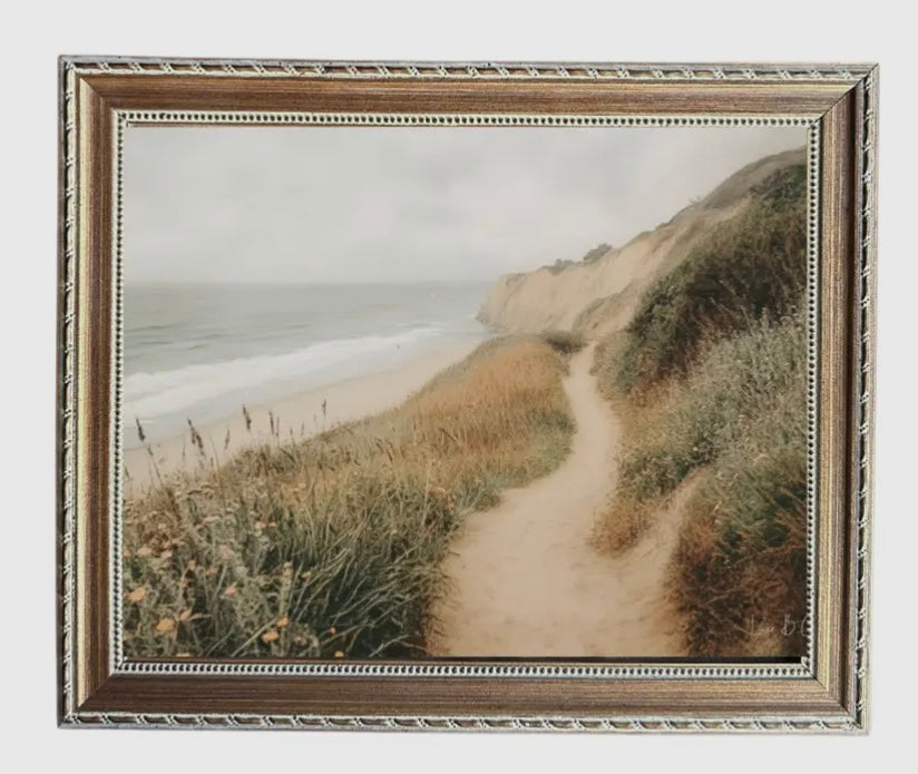 Oceanside Trail /  French Brass Gold Mould Framed Art