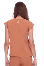 Load image into Gallery viewer, Solid Vegan Silk Short Sleeve Top-Mocha and White
