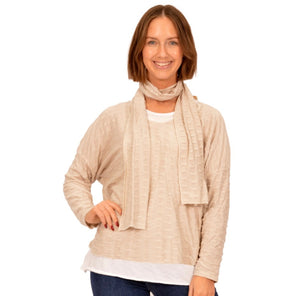 Textured Light Weight Sweater with Scarf-Assorted  Colours