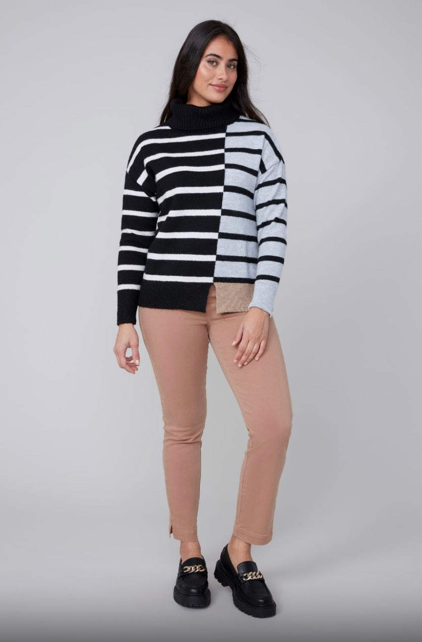 Striped T Neck Sweater