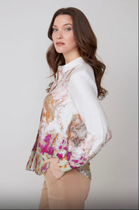 Cream Printed Button Blouse
