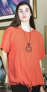 Cotton Gauze Top with Necklace