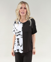 Load image into Gallery viewer, Short Sleeve Top in White &amp; Black Combo Air Flow-Safari
