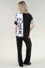 Load image into Gallery viewer, Short Sleeve Top in White &amp; Black Combo Air Flow-Safari
