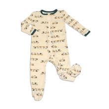 Load image into Gallery viewer, Bamboo Zip Up Footies (All Aboard Print)
