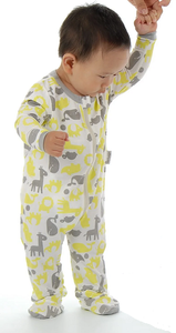 Bamboo Footies with Easy Dressing Zipper - Limey & Dove