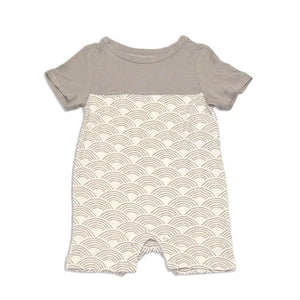 Bamboo short sleeve romper (wobbly wave)