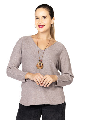 V Neck sweater with Necklace-Assorted Colours