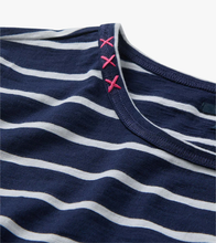 Load image into Gallery viewer, Midi Tee Shirt Dress - Navy and White Stripes
