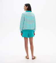 Load image into Gallery viewer, Mock Neck Pullover - Green Ceramic Stripes
