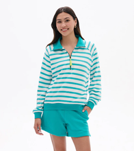 Load image into Gallery viewer, Mock Neck Pullover - Green Ceramic Stripes
