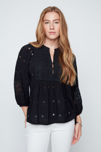 Load image into Gallery viewer, Black Eyelet Blouse
