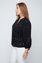 Load image into Gallery viewer, Black Eyelet Blouse
