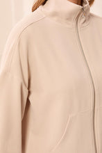 Load image into Gallery viewer, Waffle Knit Drop Shoulder Puff Sleeve Zip-Up Cardigan
