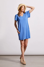 Load image into Gallery viewer, Cotton Flutter Sleeve Dress- Blue
