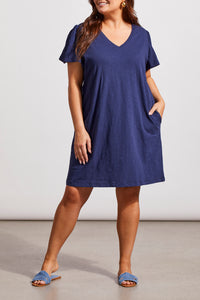 Flutter Sleeve Dress- Navy