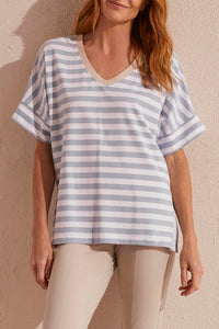 Elbow Sleeve Top with Side Slits