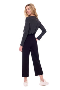 Solid Ponte Wide Leg Crop Pant