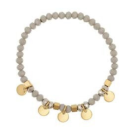 Stretch Bead Bracelet with 14k Gold Hanging Discs