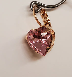 Mariana Rose Gold Pink Heart Earrings #003