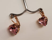 Load image into Gallery viewer, Mariana Rose Gold Pink Heart Earrings #003
