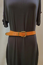 Load image into Gallery viewer, Cognac Leather Belt with Bronze Detail
