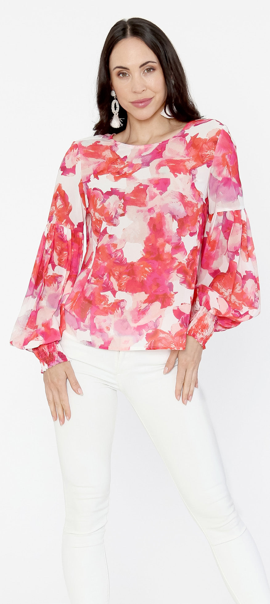 Pink Floral Long Sleeve Top