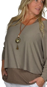 2pc Top with Necklace - Asst Colours