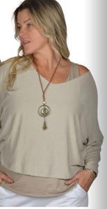 2pc Top with Necklace - Asst Colours