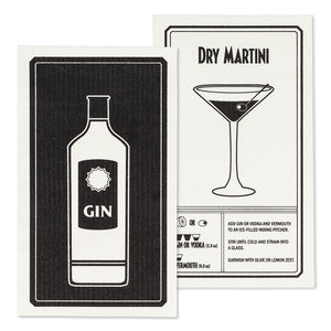Gin & Martini Dishcloths. Set of 2