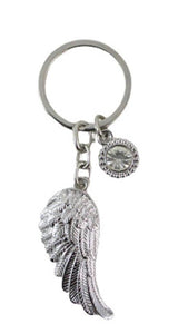 Angel Wing with Round Jewel Keychain