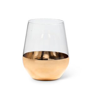 Stemless Wine Glass- Gold Band