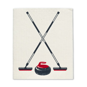 Curling Rock & Brooms Dishcloths. Set of 2